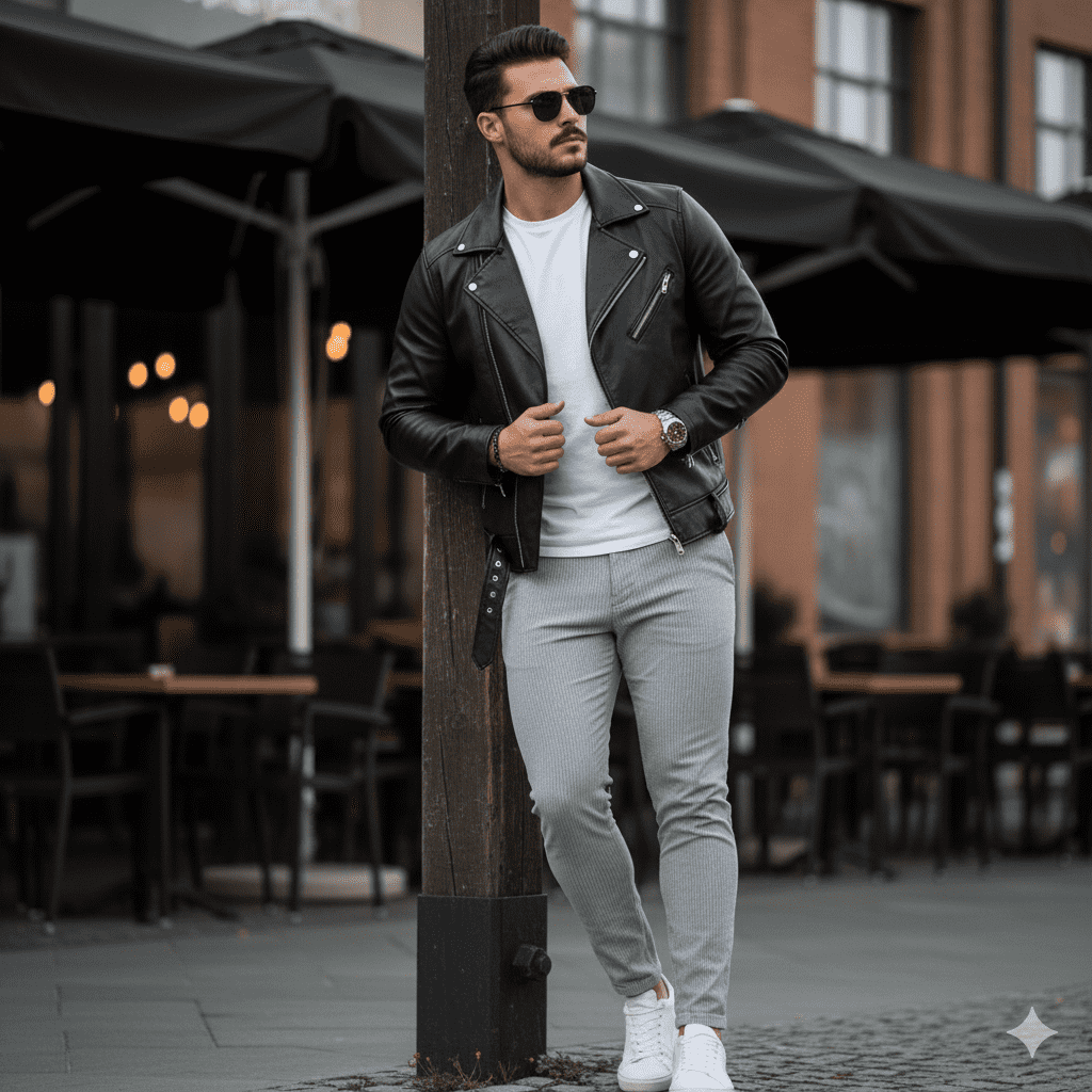 Casual Leather Vibes — Gemini ( Nano Banan ) AI Prompt