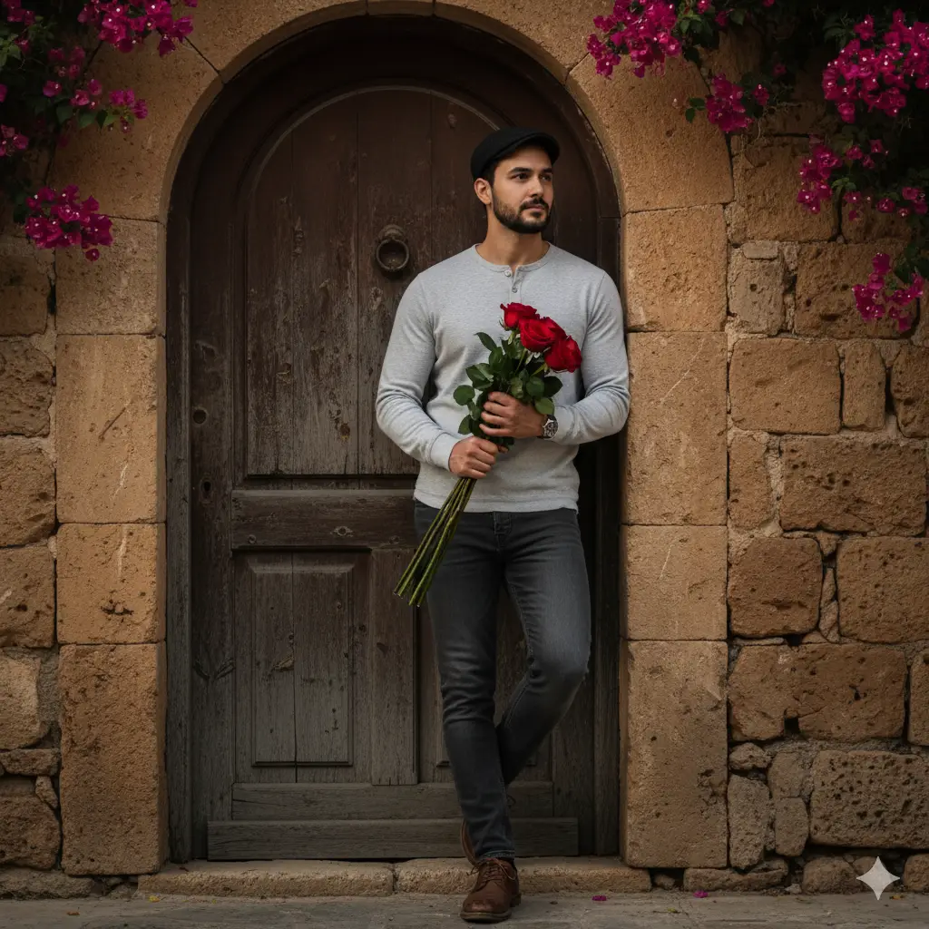 Cinematic Portrait with Roses — Realistic People (8K) AI Prompt