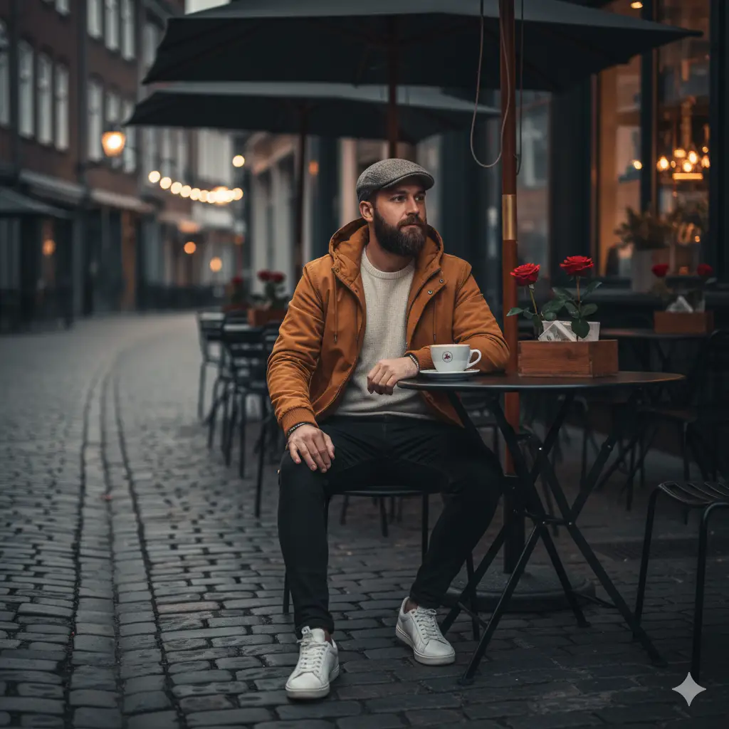 Café Night Portrait — Realistic People (8K) AI Prompt