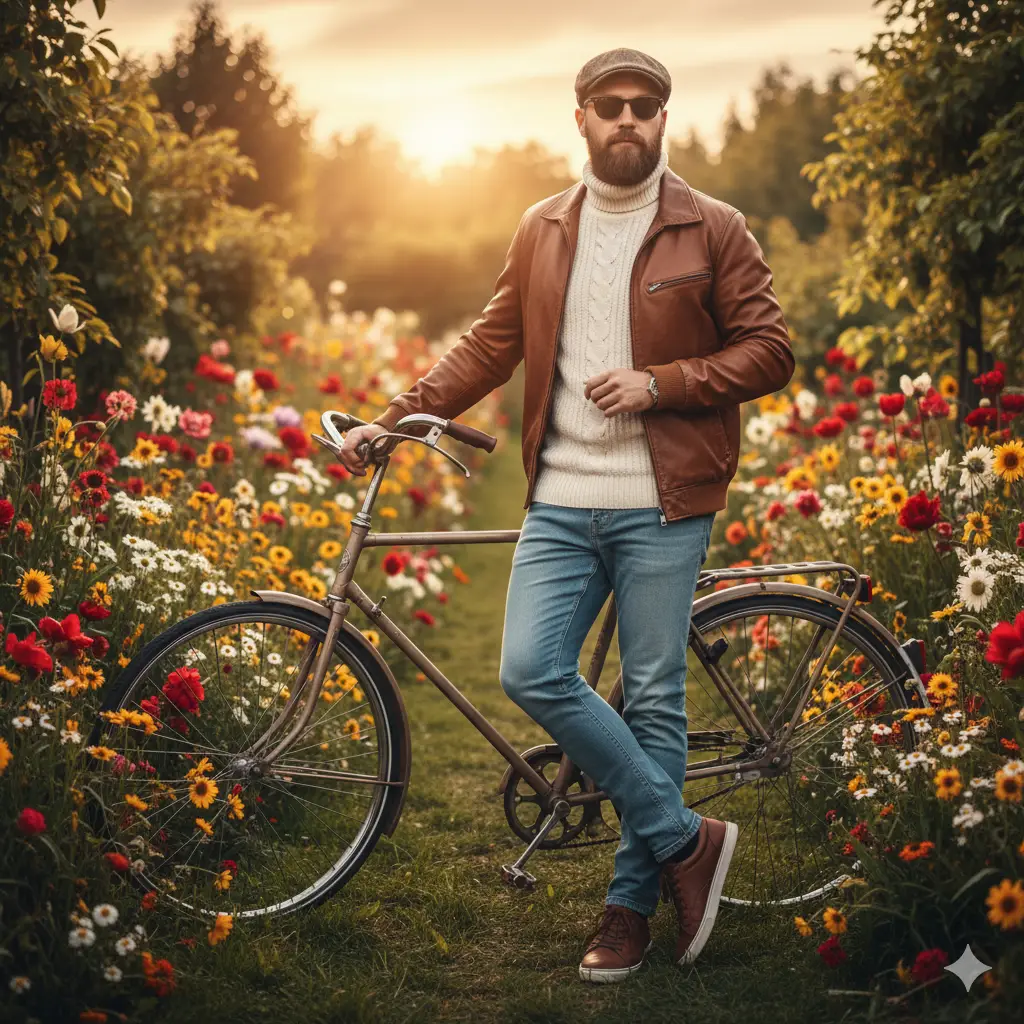 Vintage Bicycle Portrait — Realistic People (8K) AI Prompt