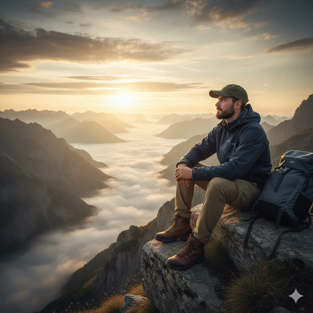 Mountain Sunrise Portrait — For Men AI Prompt