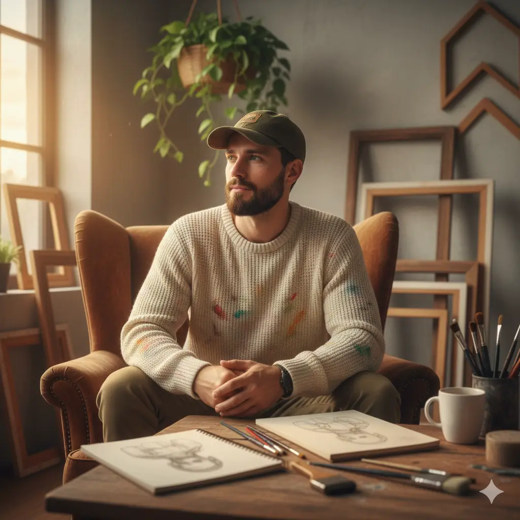 Artist Studio Portrait — For Men AI Prompt
