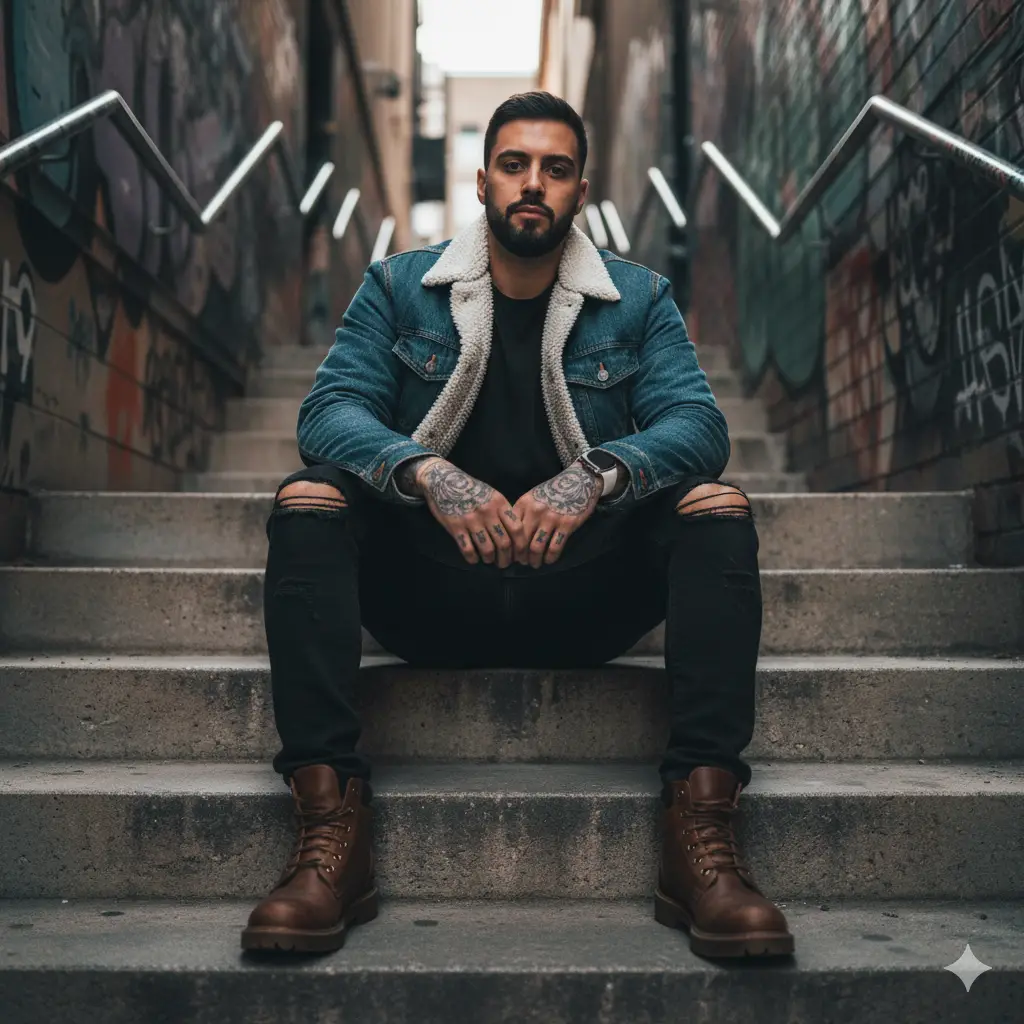 Urban Stairs Portrait — For Men AI Prompt