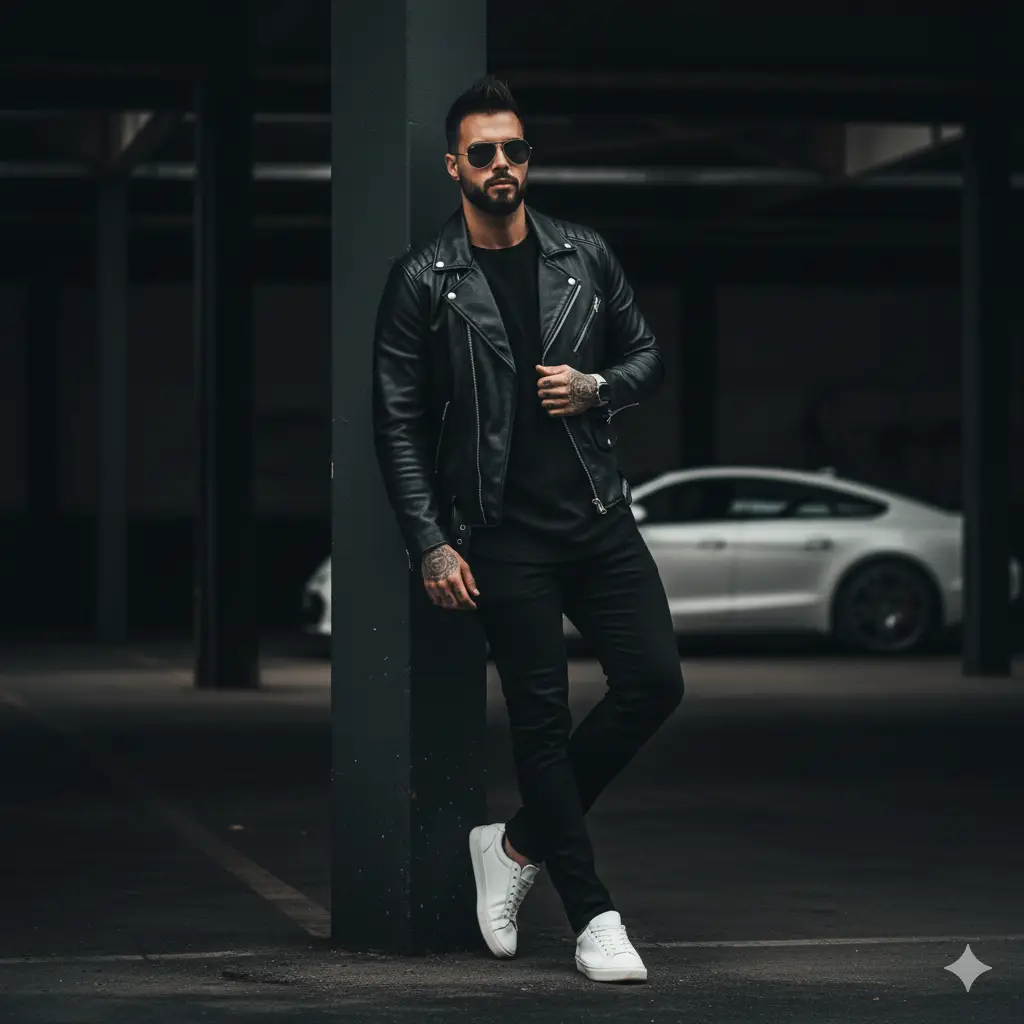 Biker Style Portrait — For Men AI Prompt