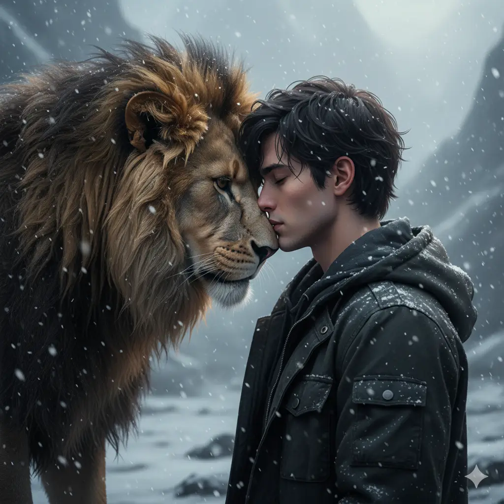 Man and Lion Connection — Realistic People (8K) AI Prompt