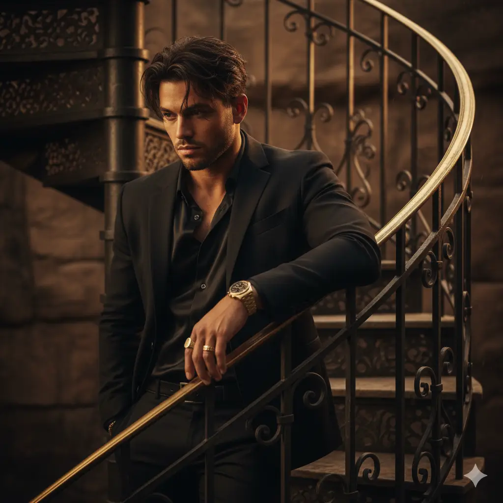 Spiral Staircase Portrait — For Men AI Prompt