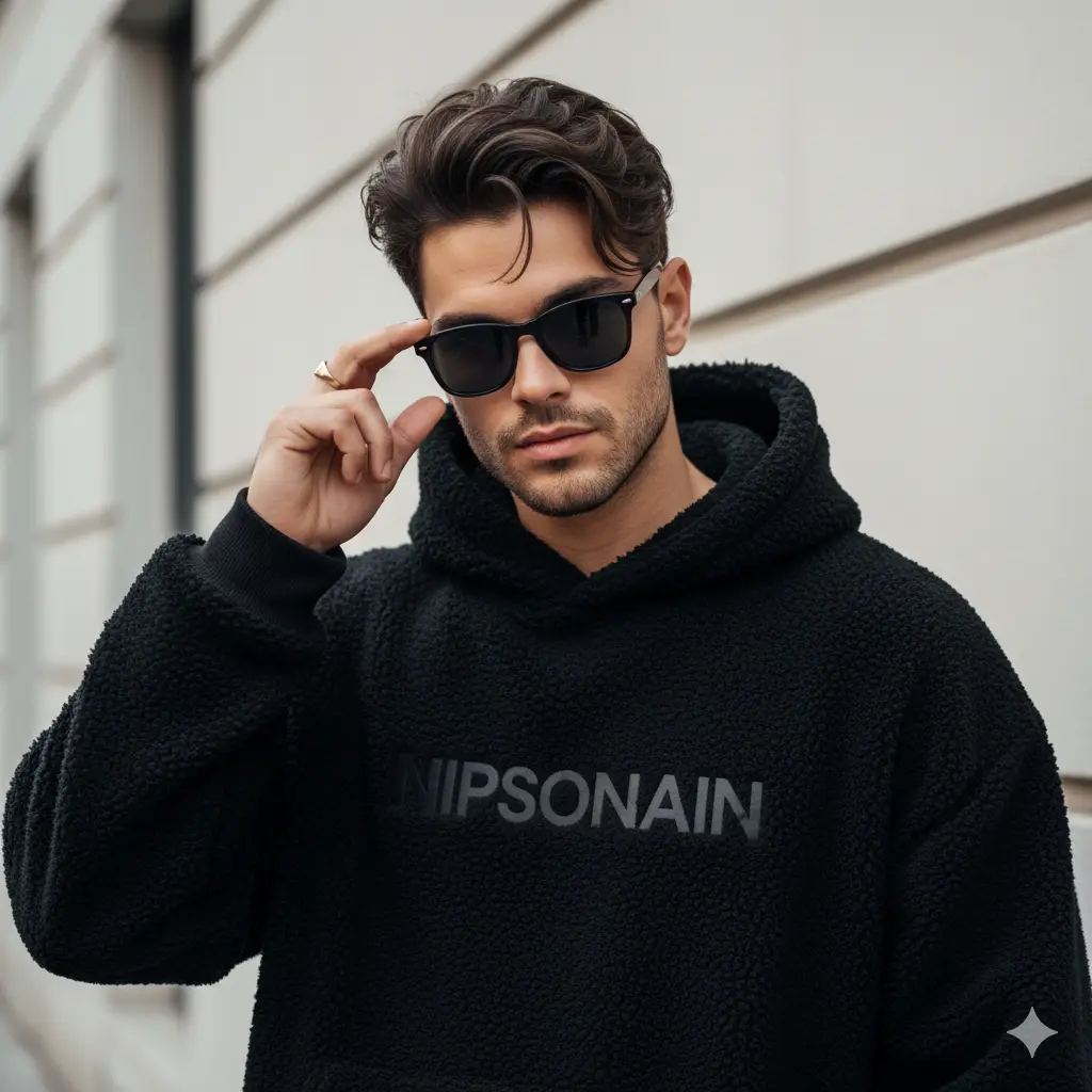 Black Hoodie Portrait — For Men AI Prompt