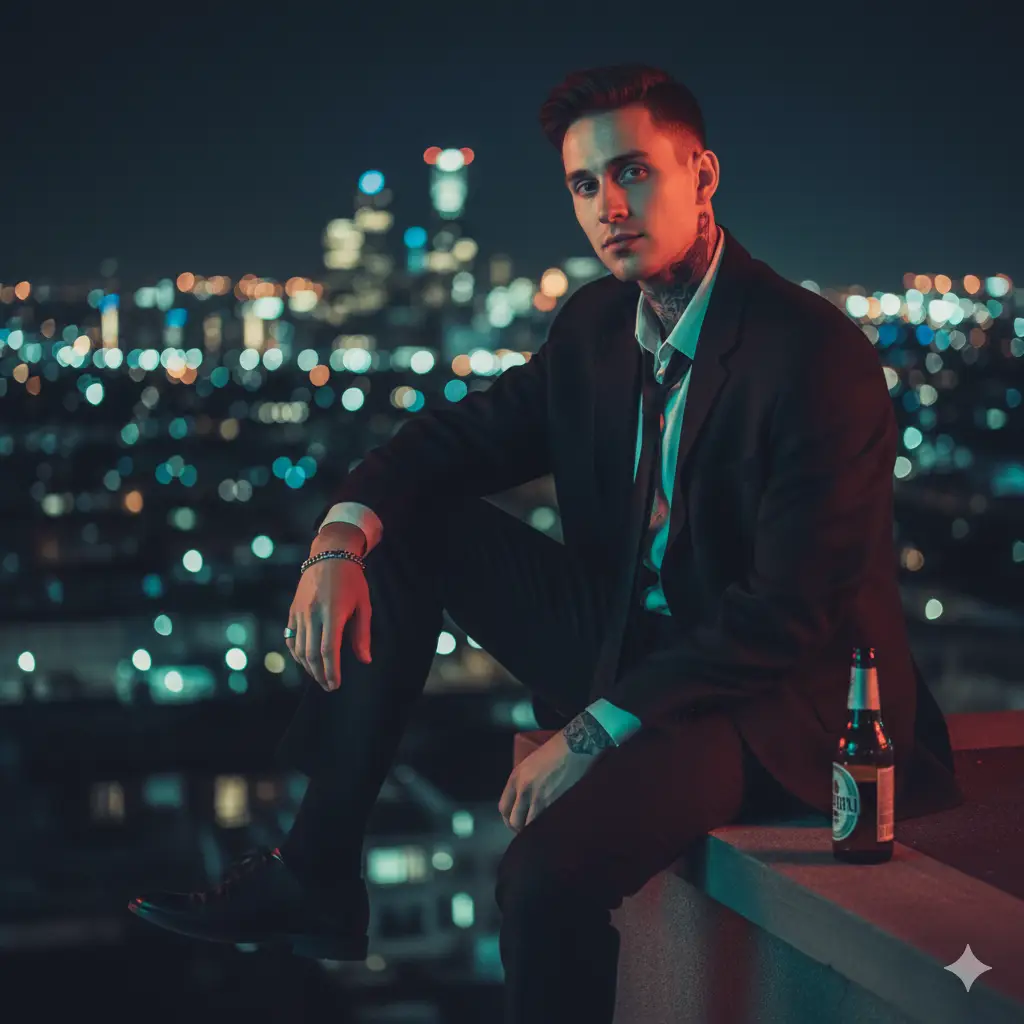 Neon Rooftop Night — Realistic People (8K) AI Prompt