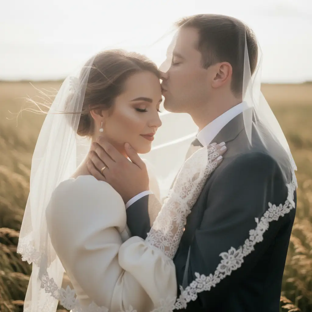 Dreamy Veil Kiss — Couples AI Prompt