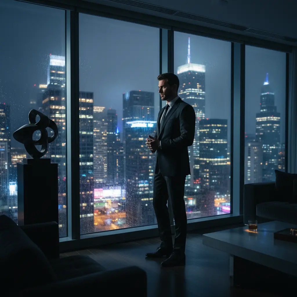 Rainy Night Contemplation — Fashion AI Prompt