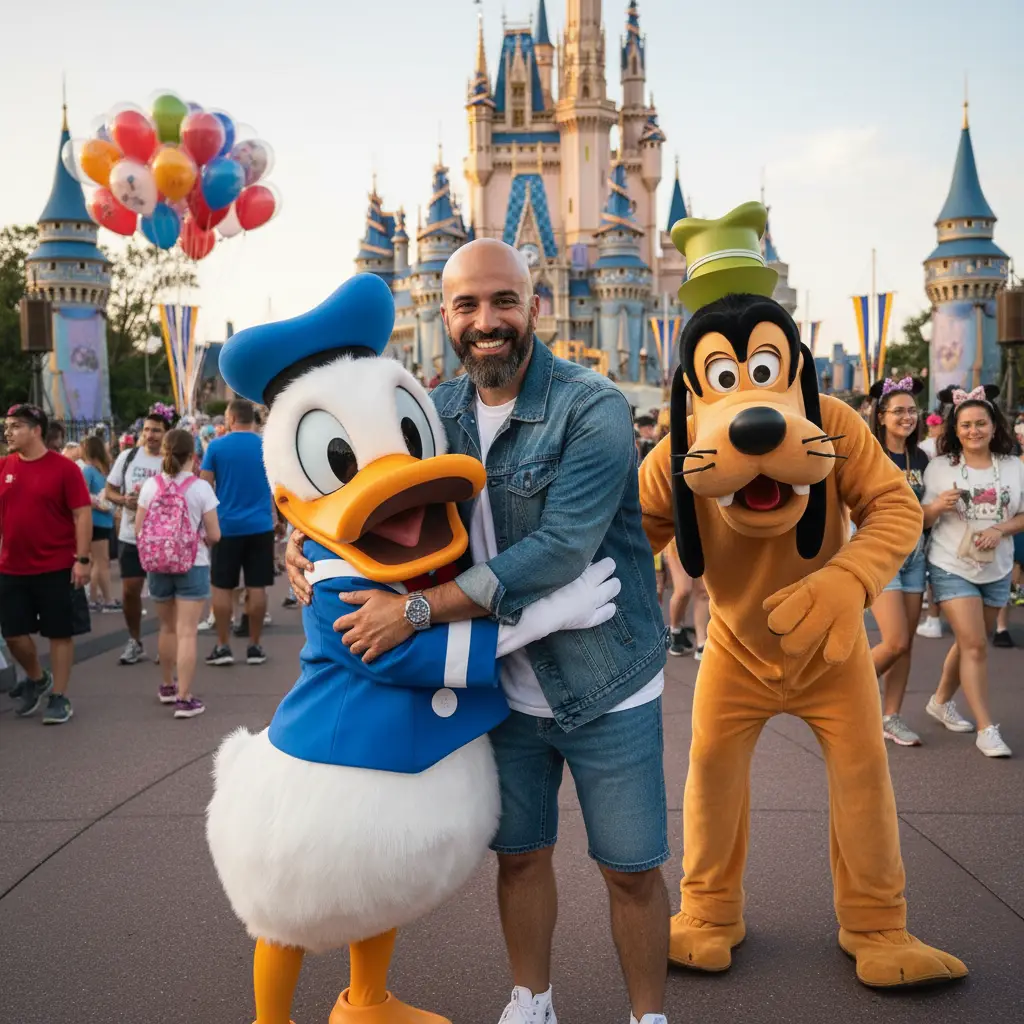 Joyful Disney Park Memory — Realistic People (8K) AI Prompt