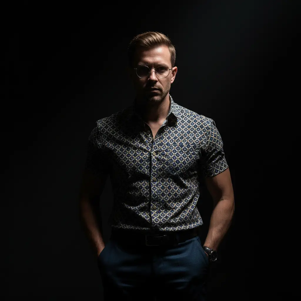 Dramatic Spotlight Portrait — For Men AI Prompt