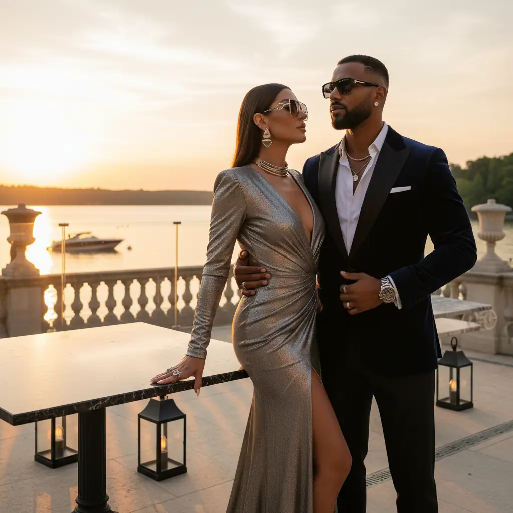 Lakeside Opulence Couple Editorial — Couples AI Prompt