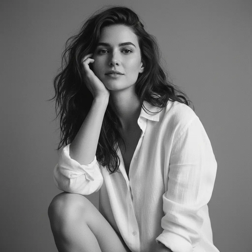 Editorial Black & White Studio — For Girls AI Prompt