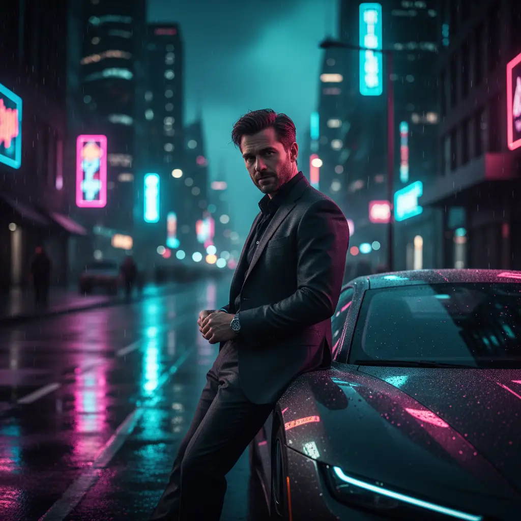Neon Noir Portrait — Realistic People (8K) AI Prompt