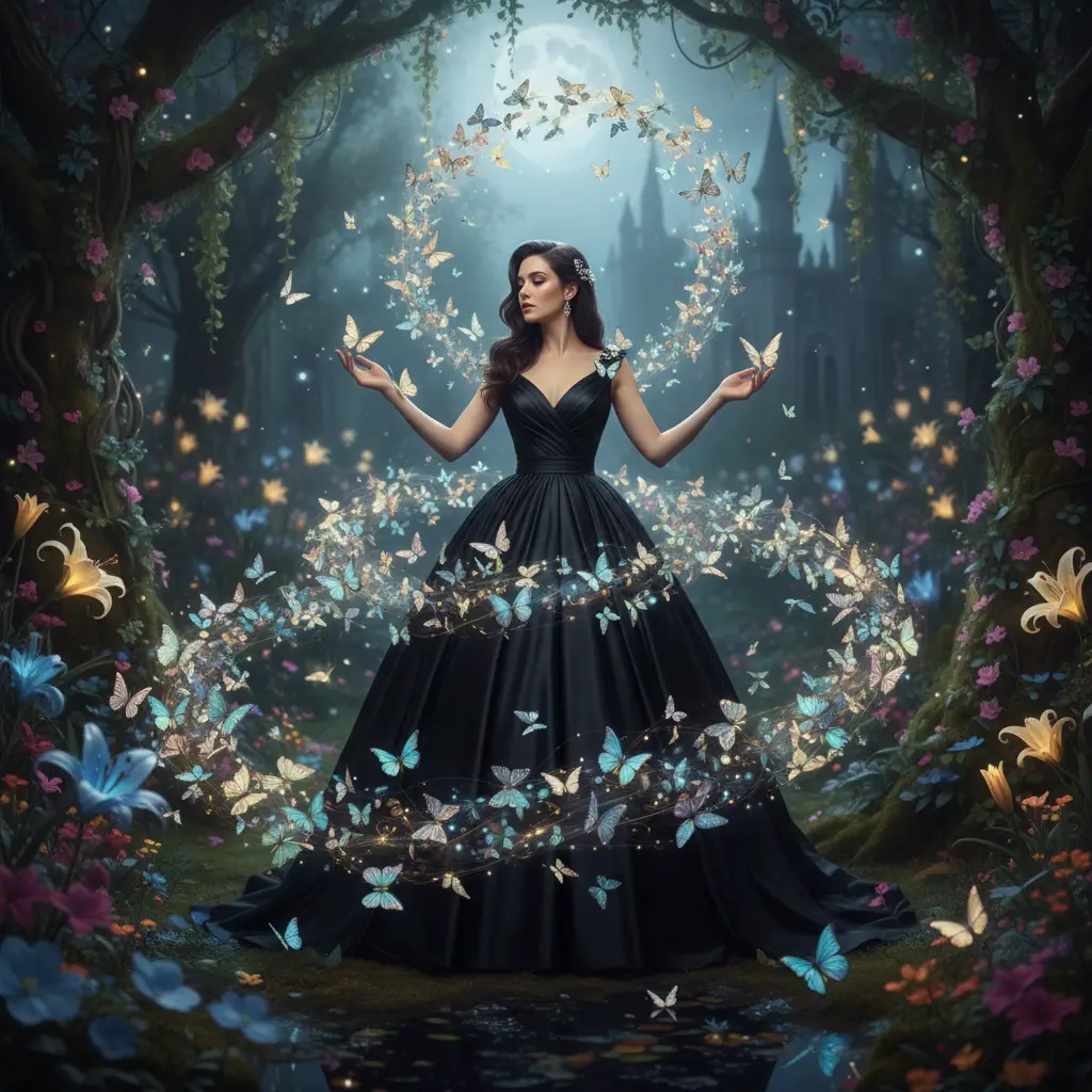 Midnight Butterfly Enchantment — Fantasy & Sci-Fi AI Prompt