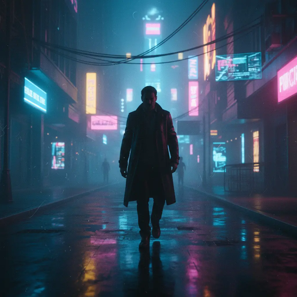 Cyberpunk Noir Walker — Fantasy & Sci-Fi AI Prompt