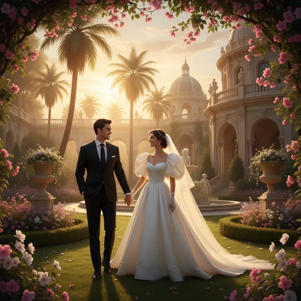 Sunset Palace Wedding — Couples AI Prompt
