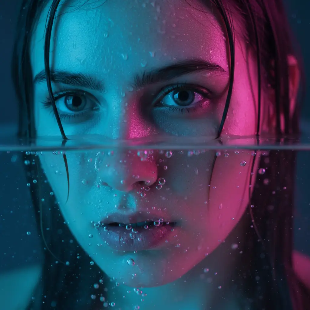 Neon Water Gaze — Realistic People (8K) AI Prompt