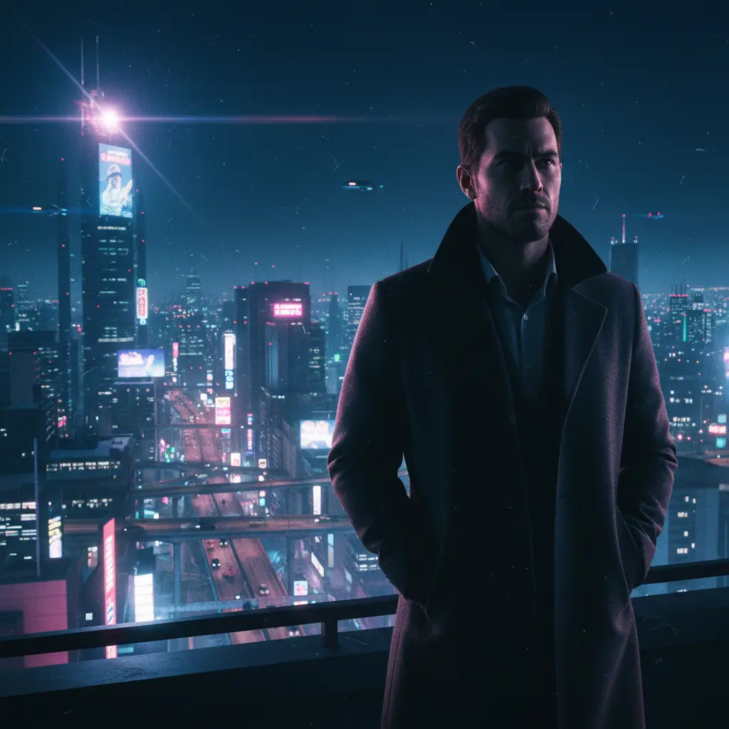 Cyberpunk City Overlook — Fantasy & Sci-Fi AI Prompt