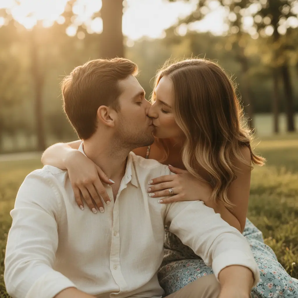 Vintage Nature Kiss — Couples AI Prompt