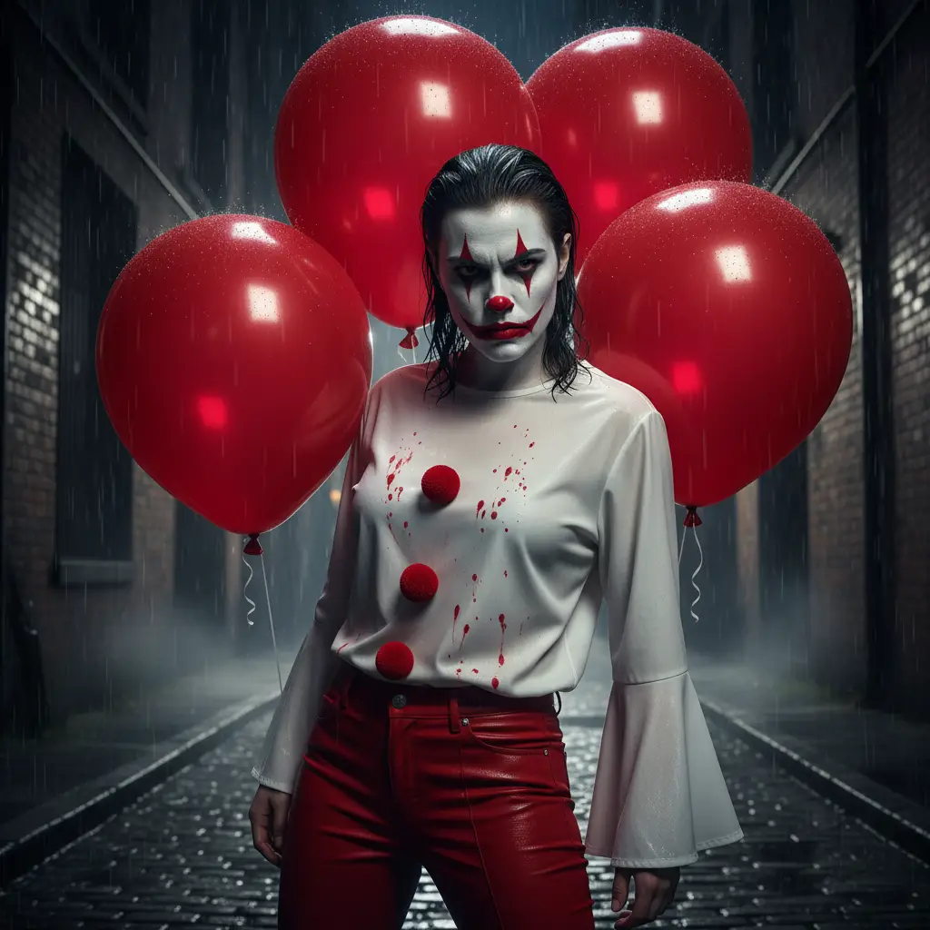 Eerie Clown Alley Portrait — Halloween AI Prompt