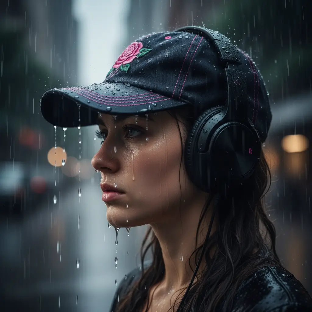 Pensive Rain Portrait — For Girls AI Prompt