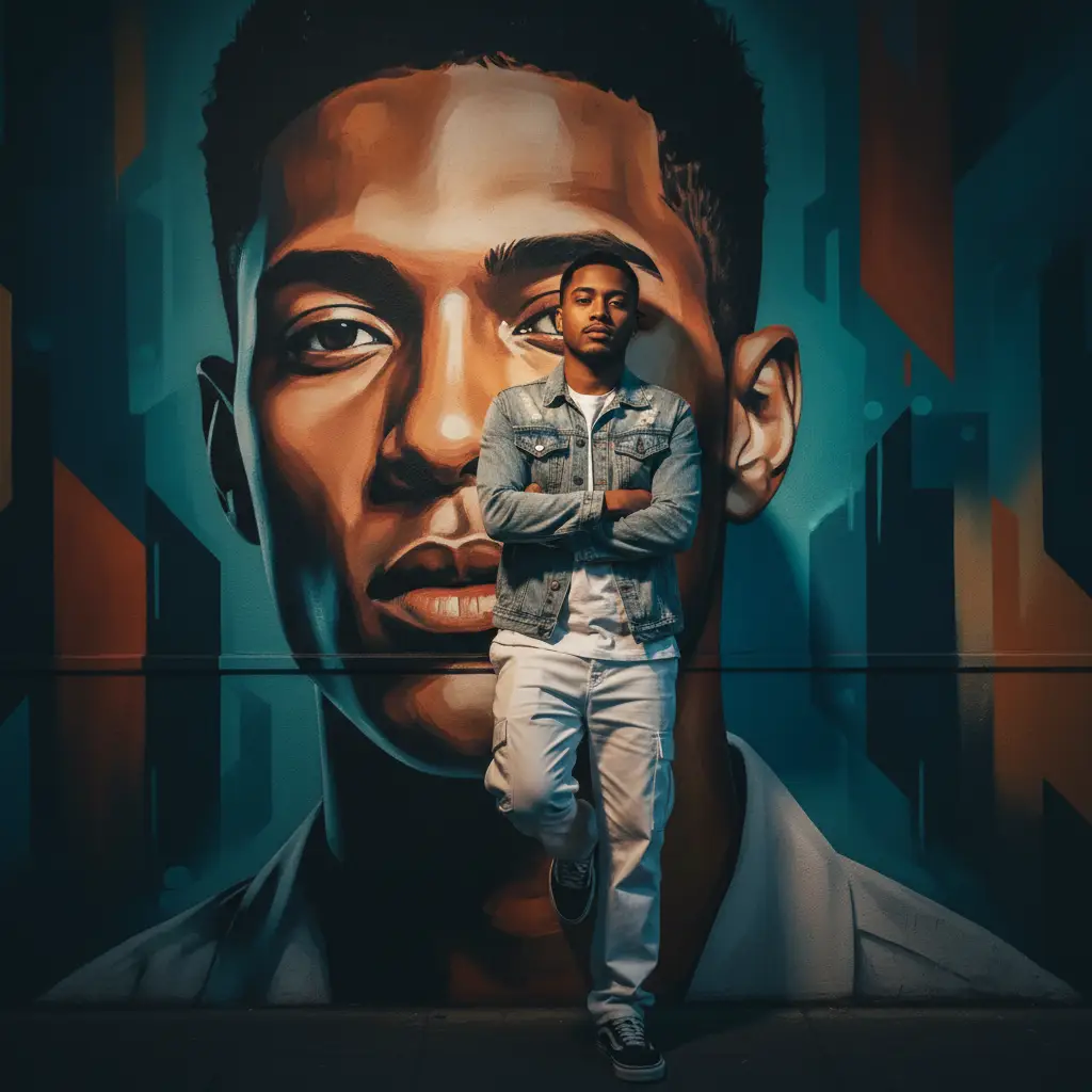 Urban Self-Mural Album Cover — For Men AI Prompt
