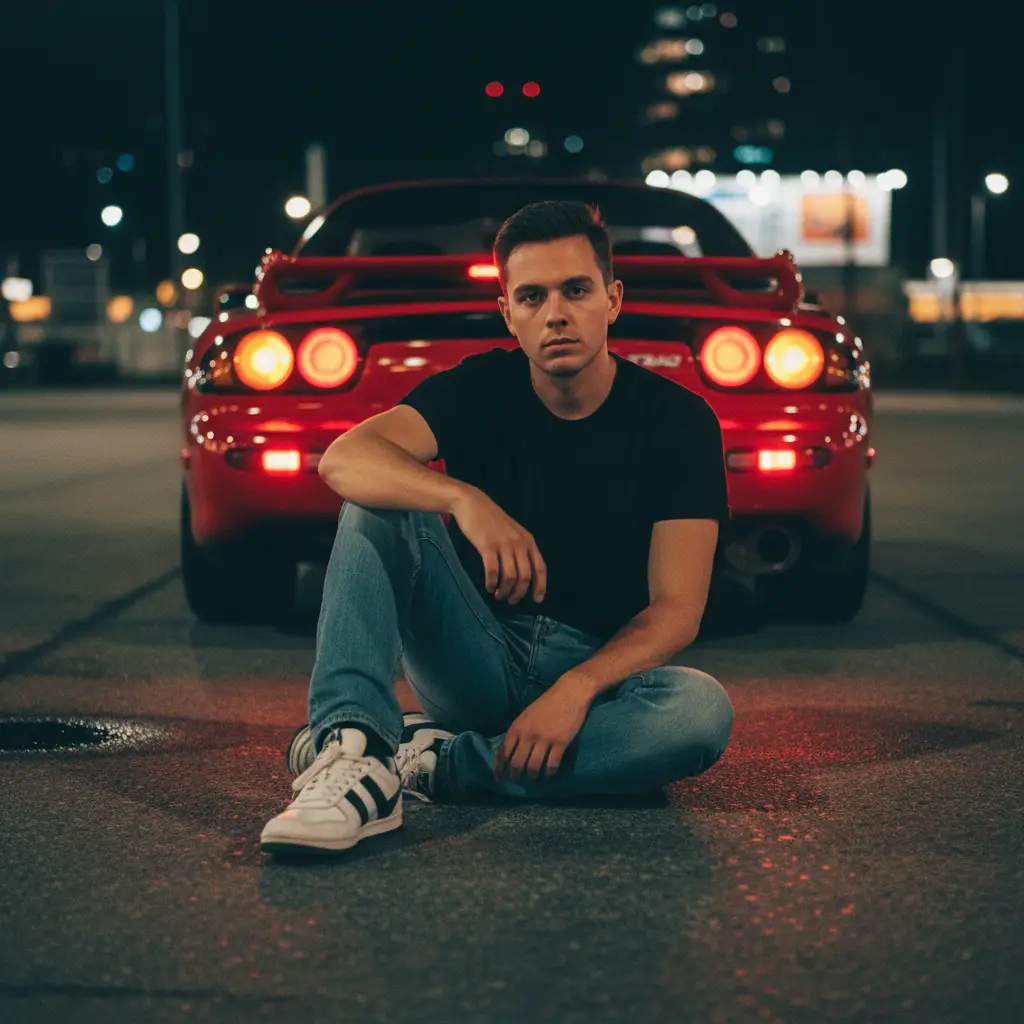Night Rider Cinematic Portrait — For Men AI Prompt