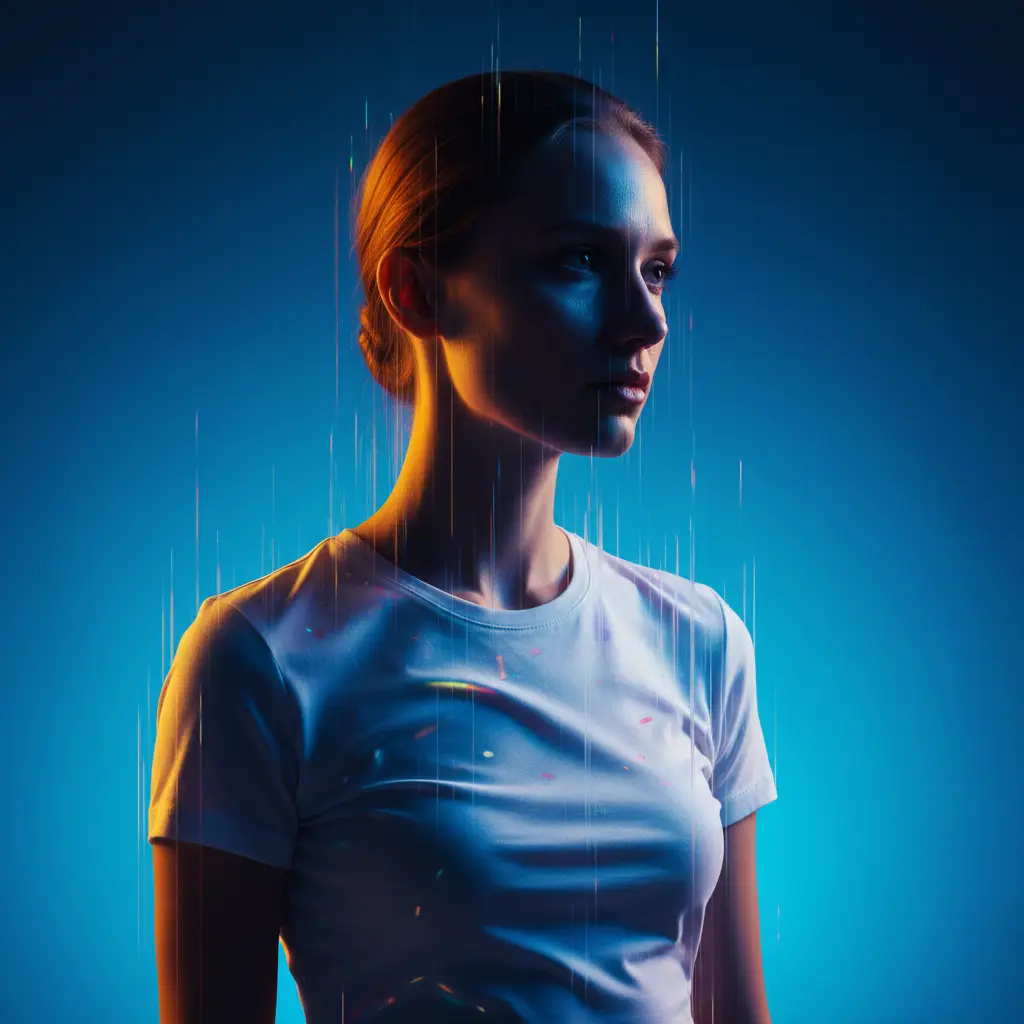 Dreamy Glitch Fashion Portrait — Fashion AI Prompt