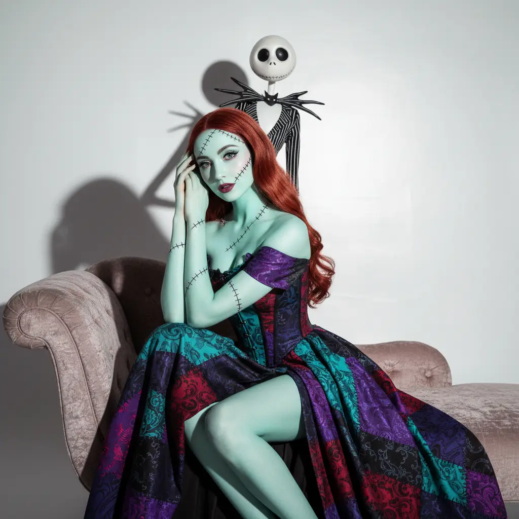 Glamorous Stitched Sally Studio Portrait — Halloween AI Prompt