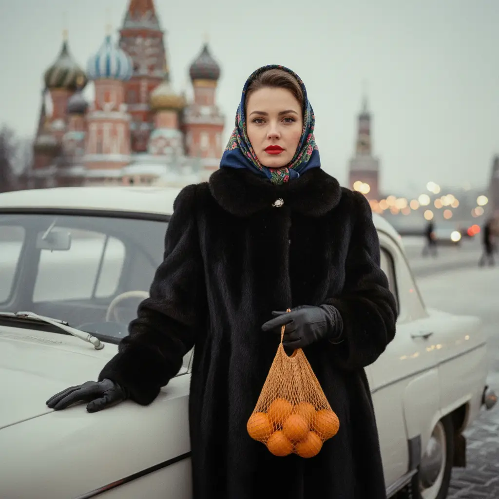Red Square Winter Film Portrait — Realistic People (8K) AI Prompt