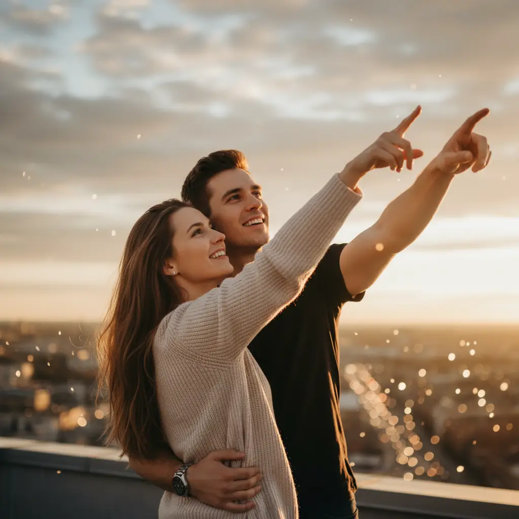 Dreamy Rooftop Connection — Couples AI Prompt