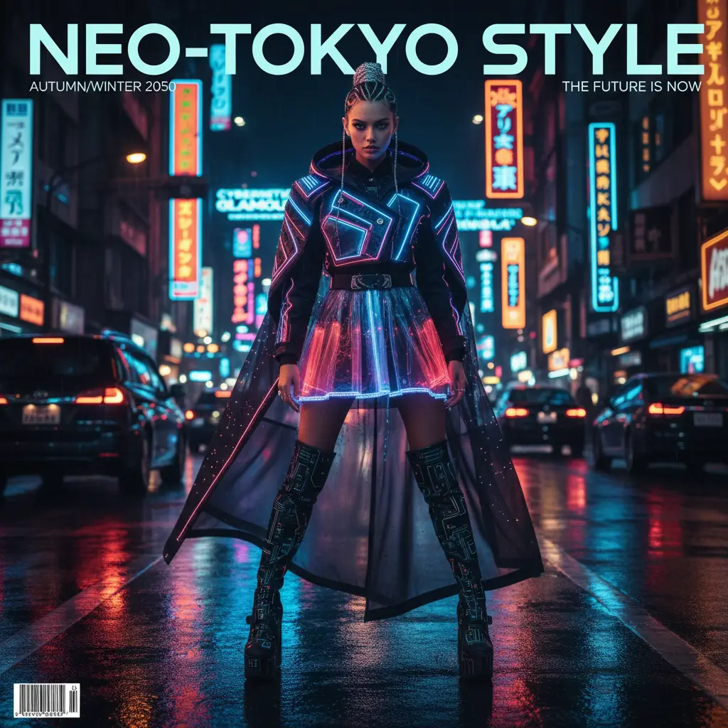 Cyberpunk Fashion Editorial — Fantasy & Sci-Fi AI Prompt