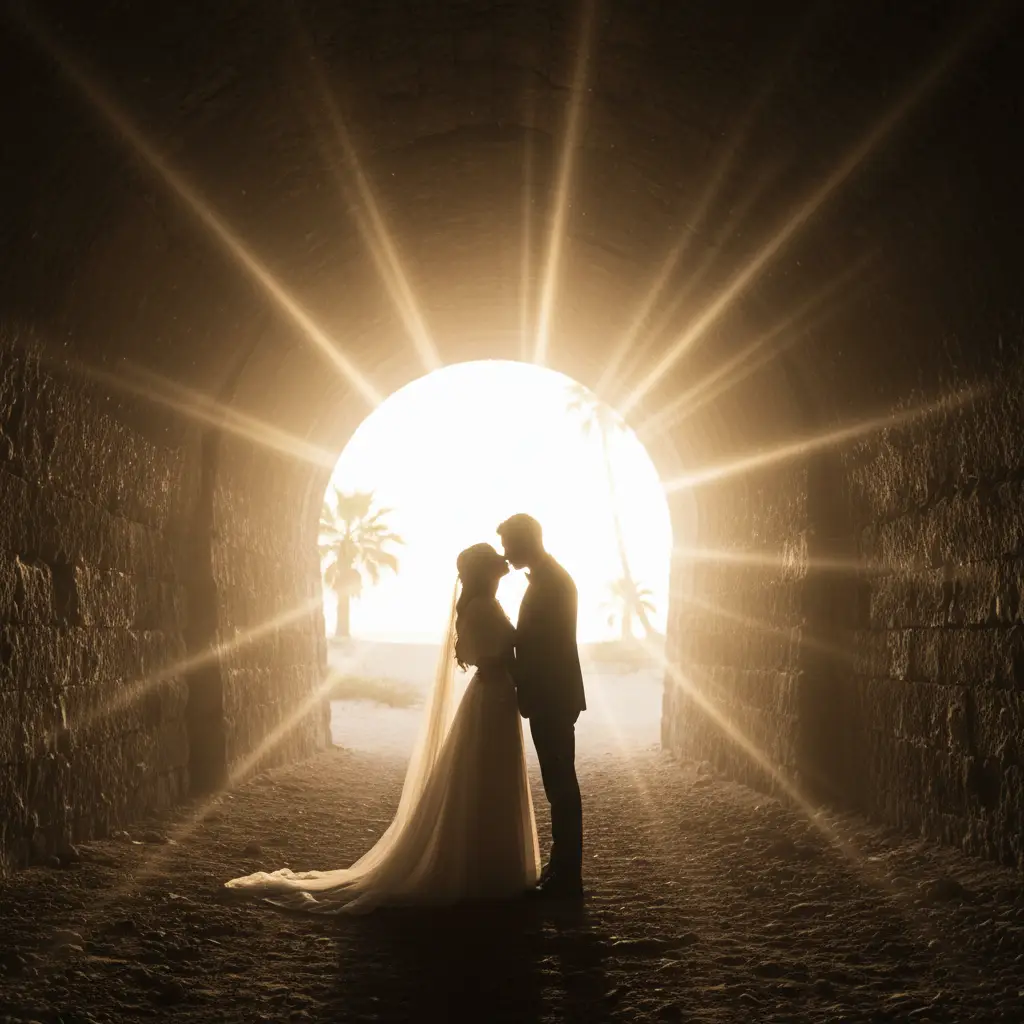 Cinematic Tunnel Romance — Couples AI Prompt