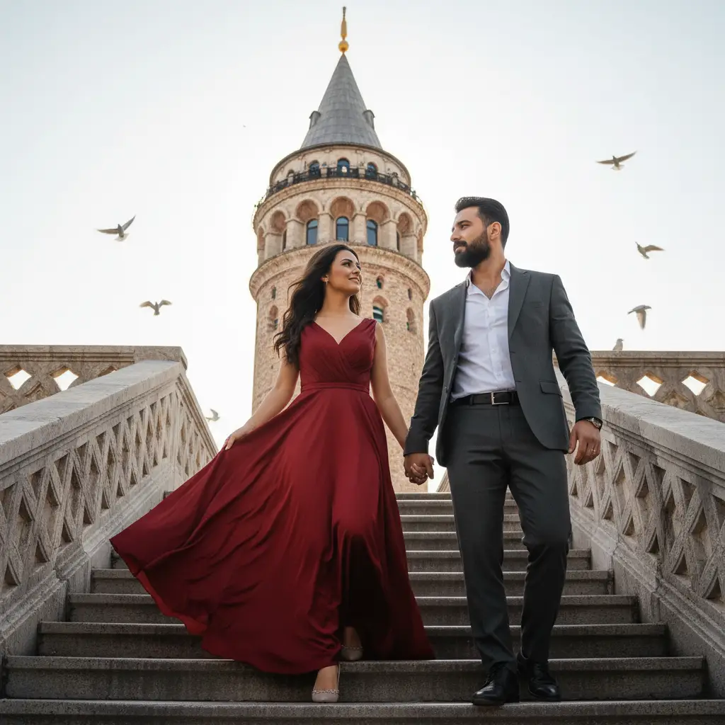 Historic Staircase Romance — Couples AI Prompt