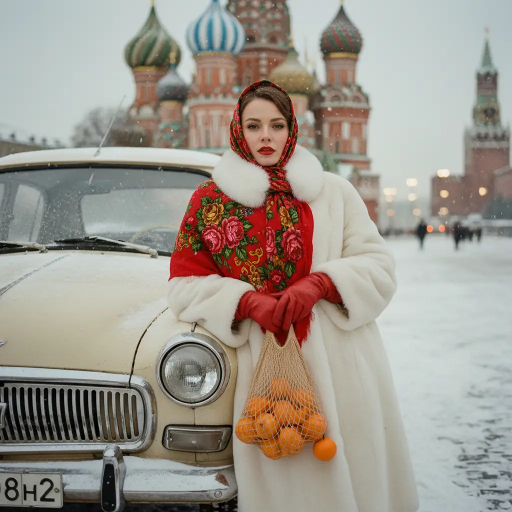 Red Square Winter Chic — Fashion AI Prompt