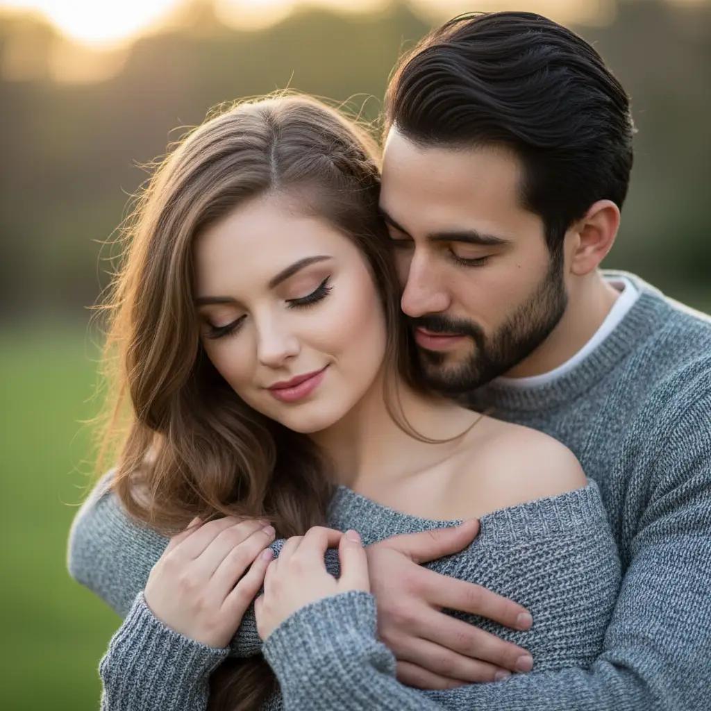 Warm Embrace Portrait — Couples AI Prompt
