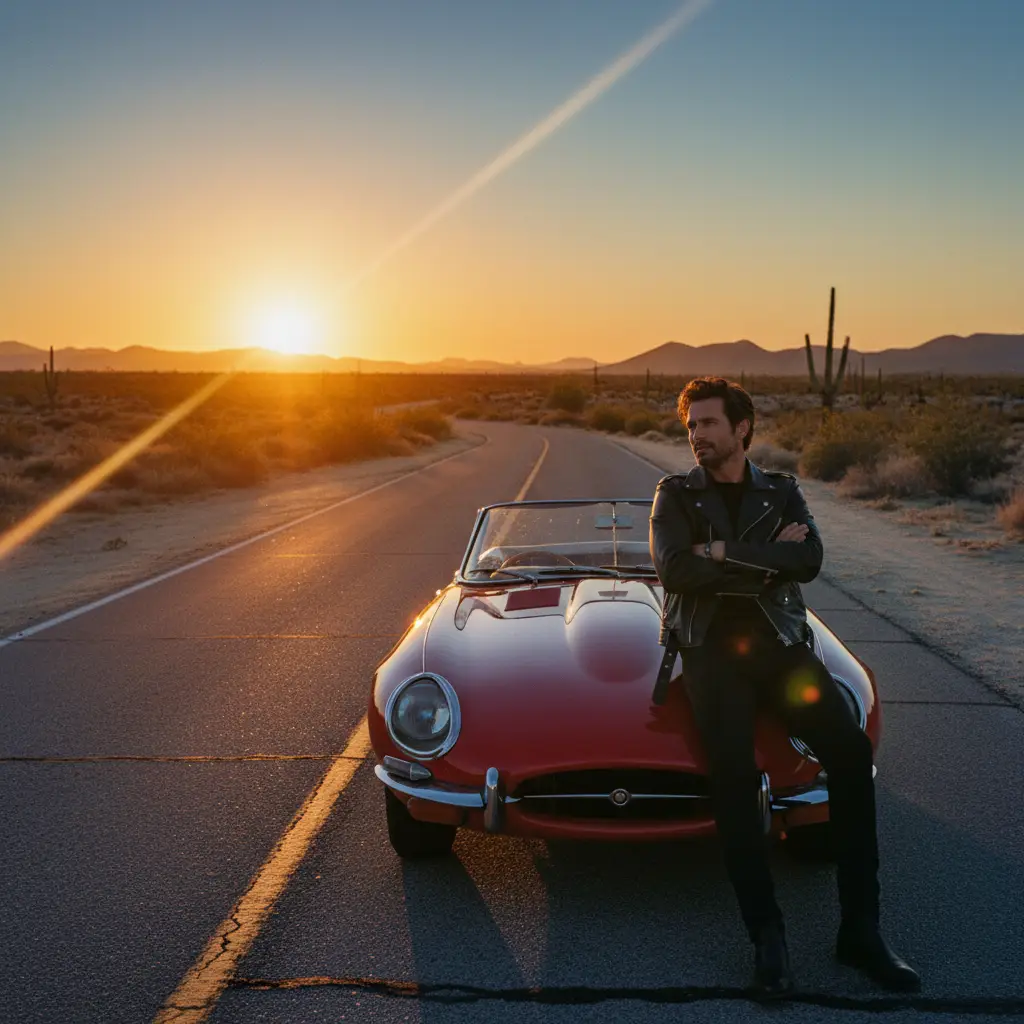 Desert Drive, Golden Hour Vibe — For Men AI Prompt