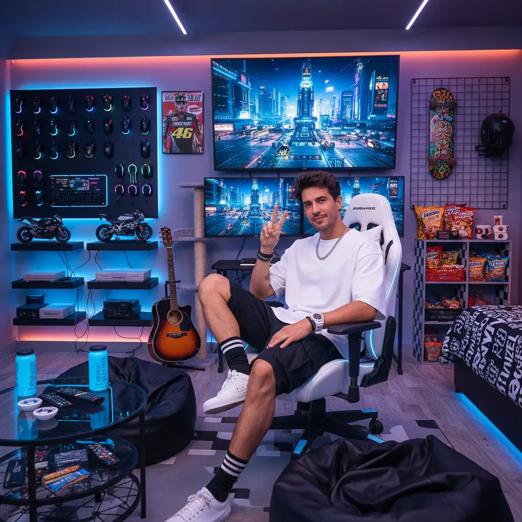 Futuristic Gamer's Retreat — For Men AI Prompt