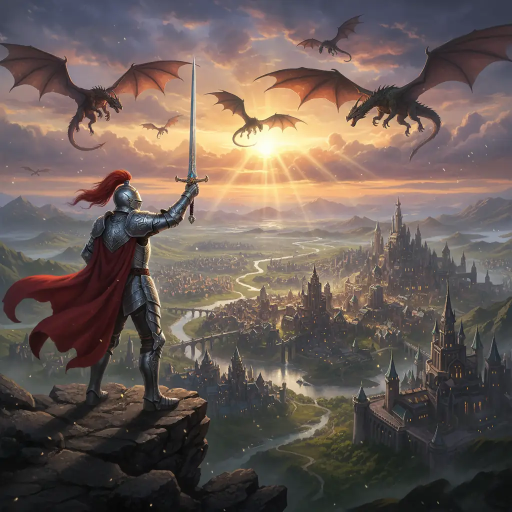 Hero's View of Dragon Kingdom — Fashion AI Prompt