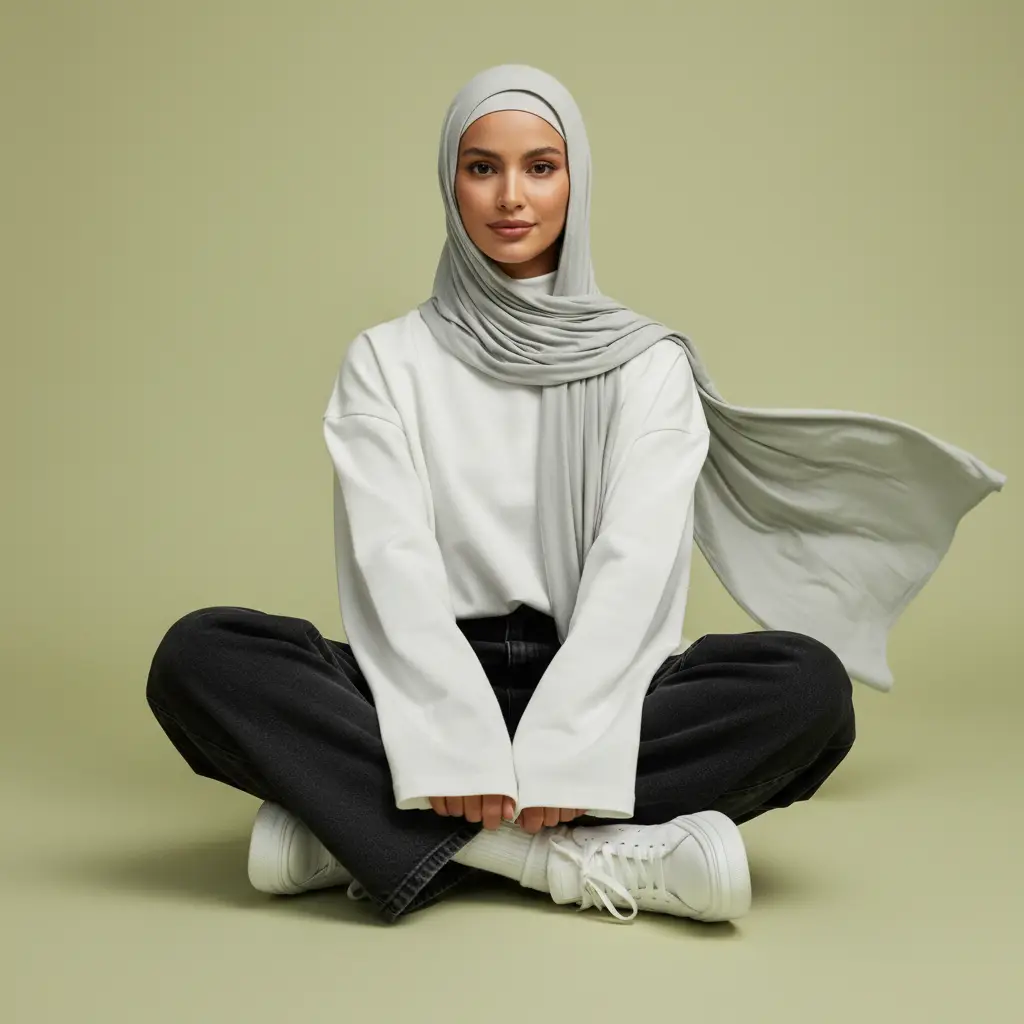 Futuristic Hijab Studio Fashion — Fashion AI Prompt