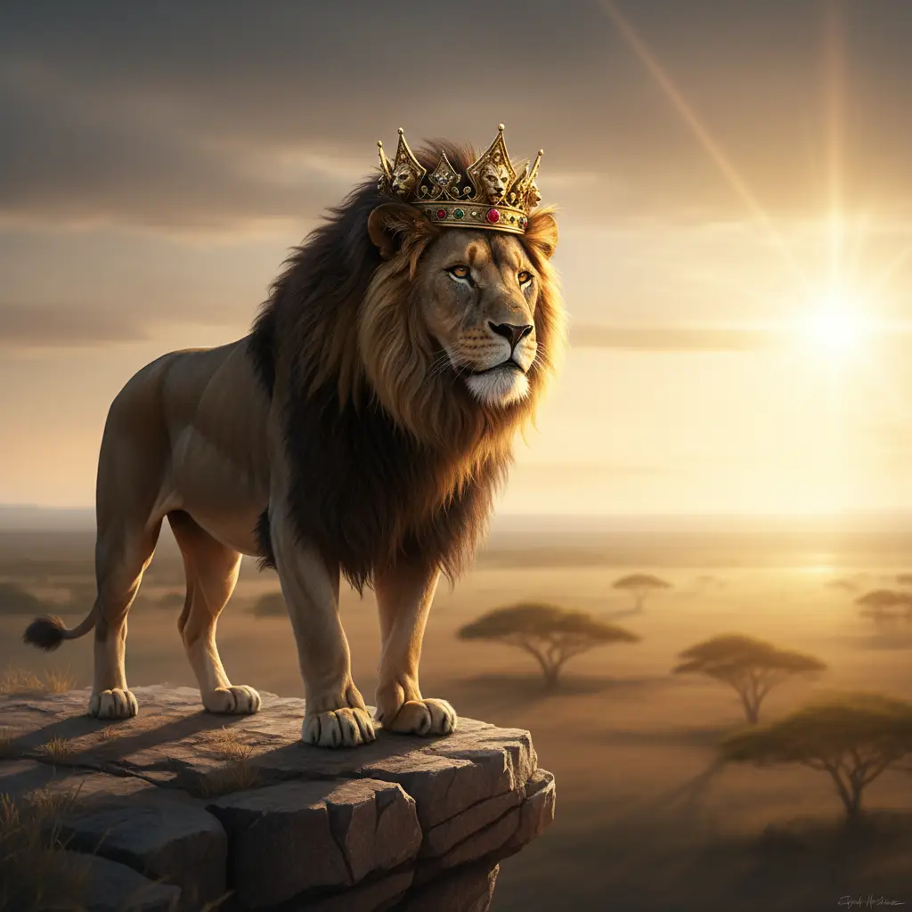 Savanna's Crowned Ruler — Animals AI Prompt