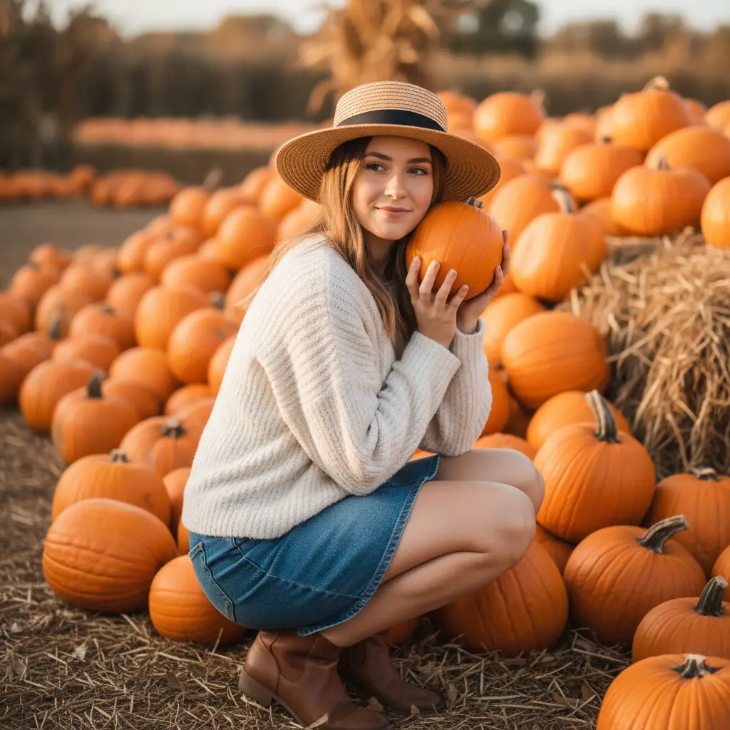 Golden Hour Pumpkin Girl — For Girls AI Prompt