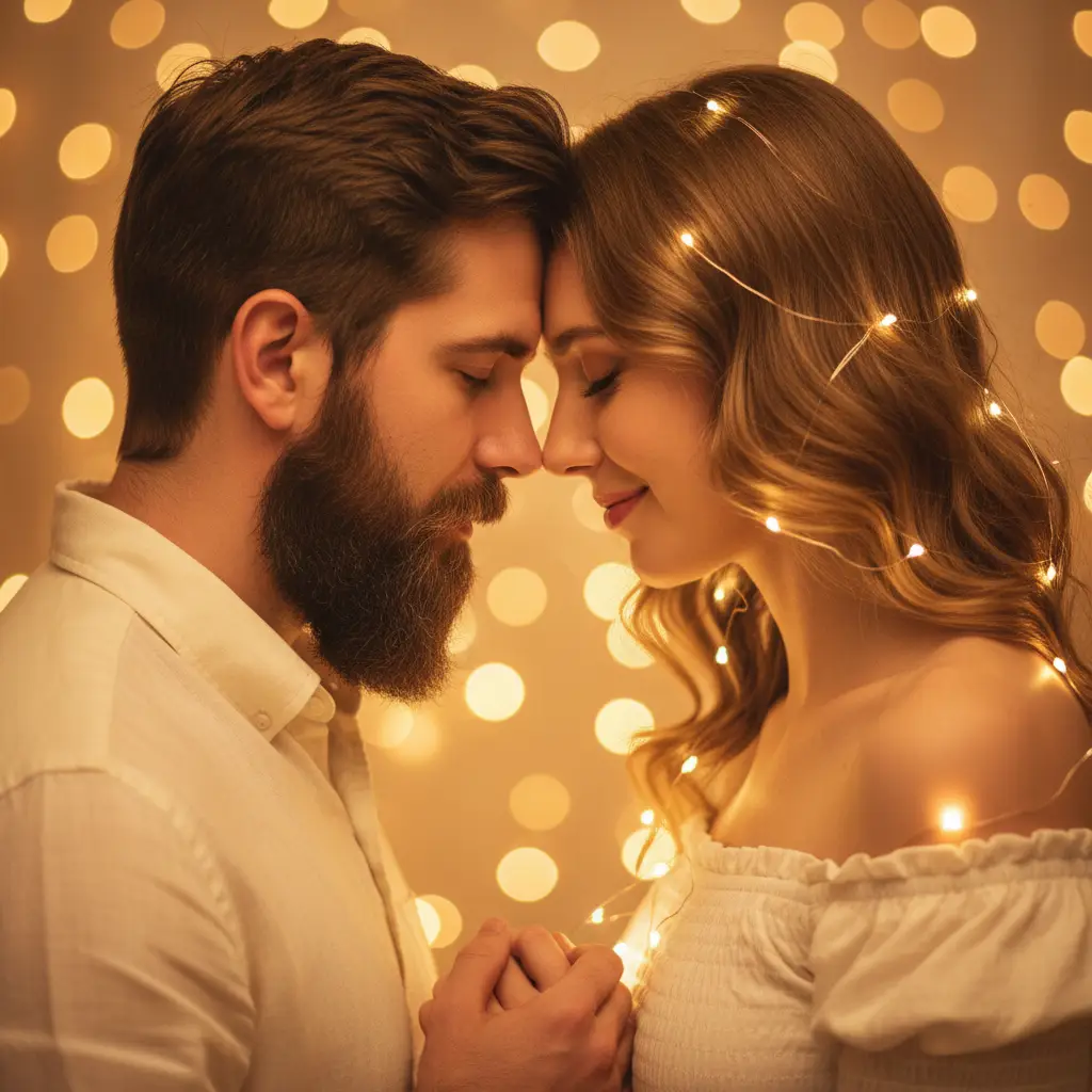 Warm Bokeh Love — Couples AI Prompt