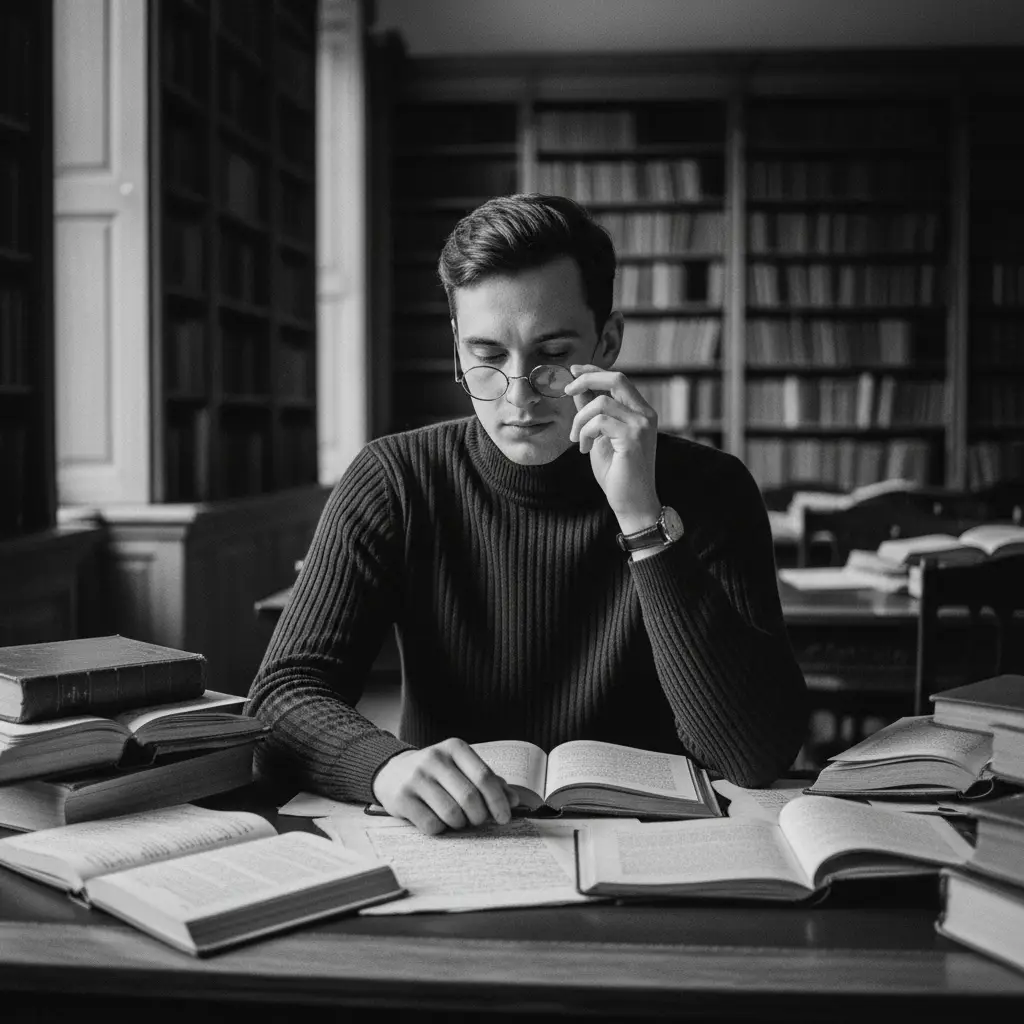 Vintage Scholar Portrait — For Men AI Prompt
